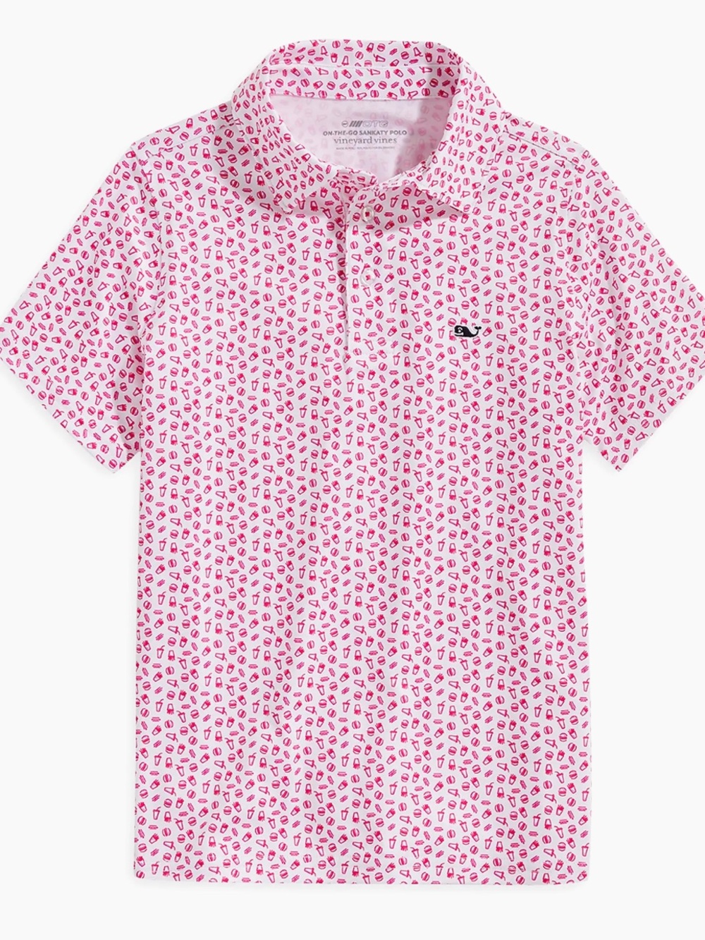 NWT Vineyard Vines OTG Sankaty Fast Food Print Performance Polo Men’s XL Preppy